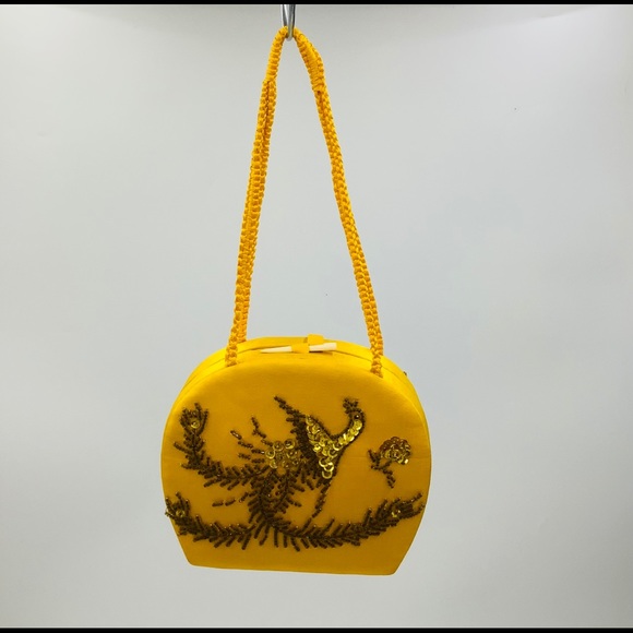 Handbags - Vintage Yellow Gold Silk Clutch Purse